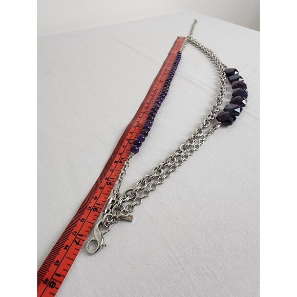 Lia Sophia Layered Amethyst Convertible 5 pc Necklace Sterling Silver - Picture 10 of 16